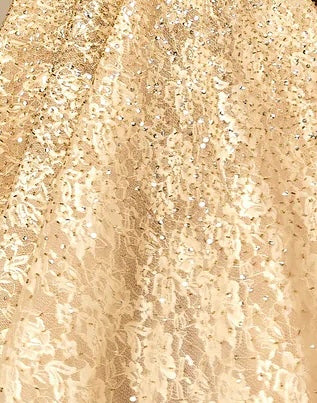 Golden sequined lace dress