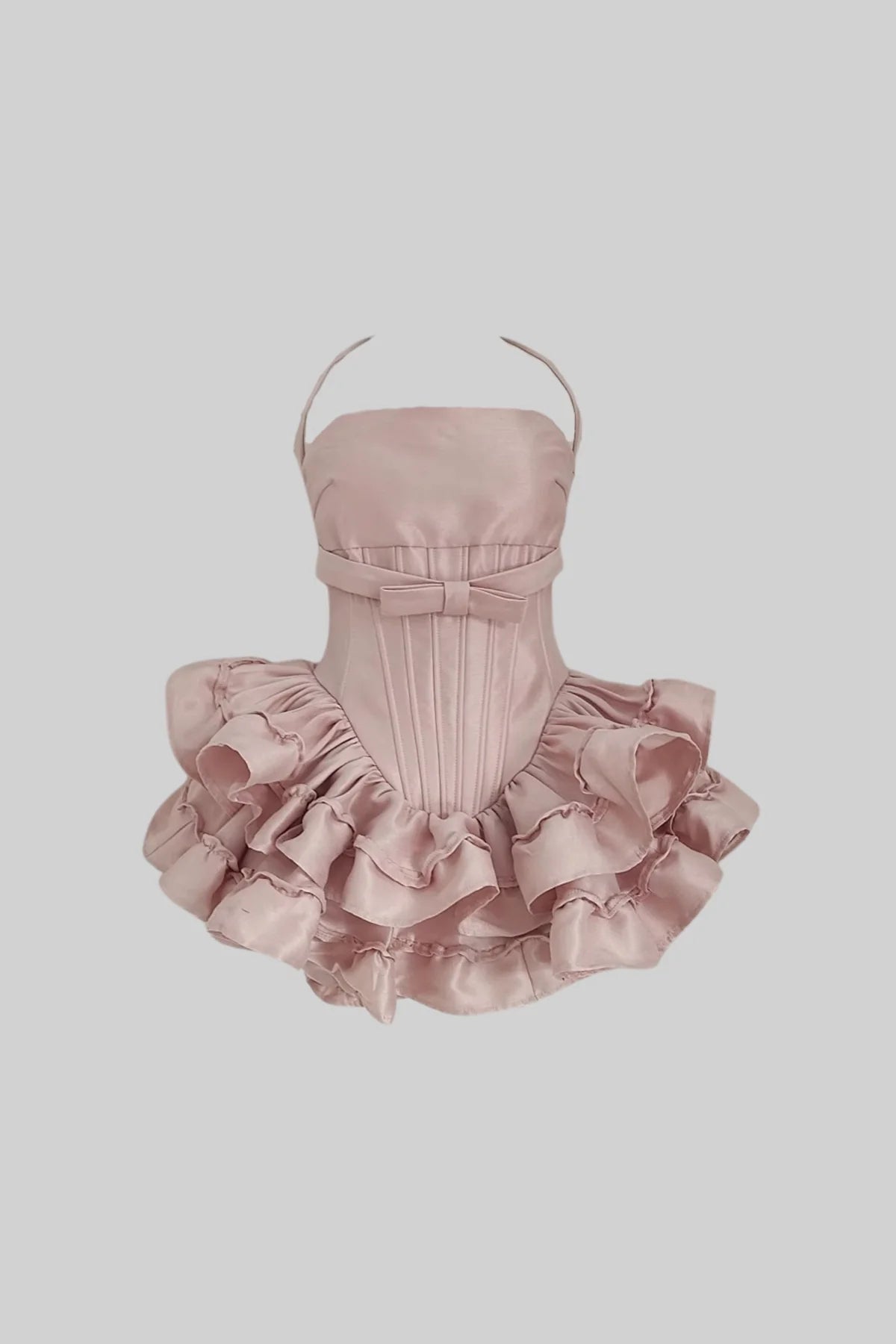 Mini Dress With Ruffled Skirt And Fitted Bodice