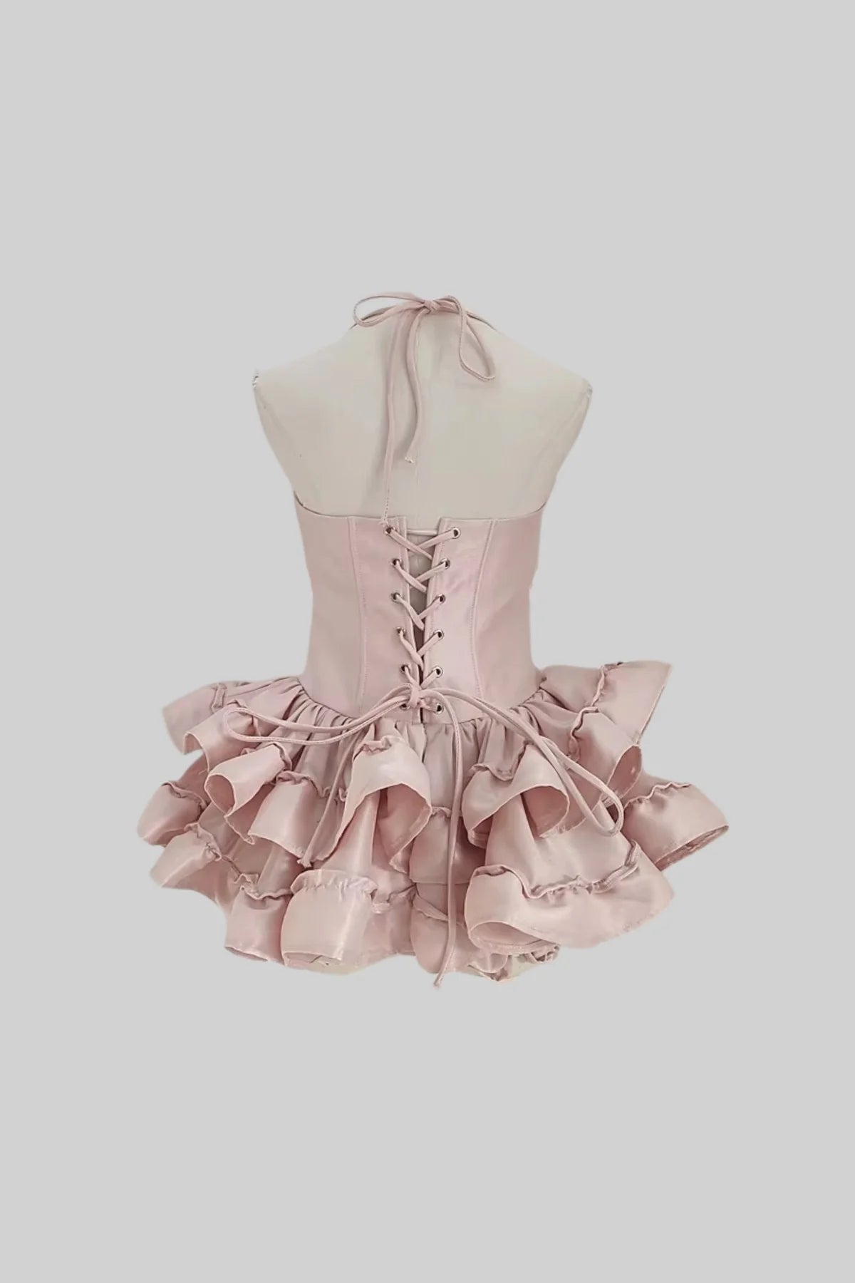 Mini Dress With Ruffled Skirt And Fitted Bodice