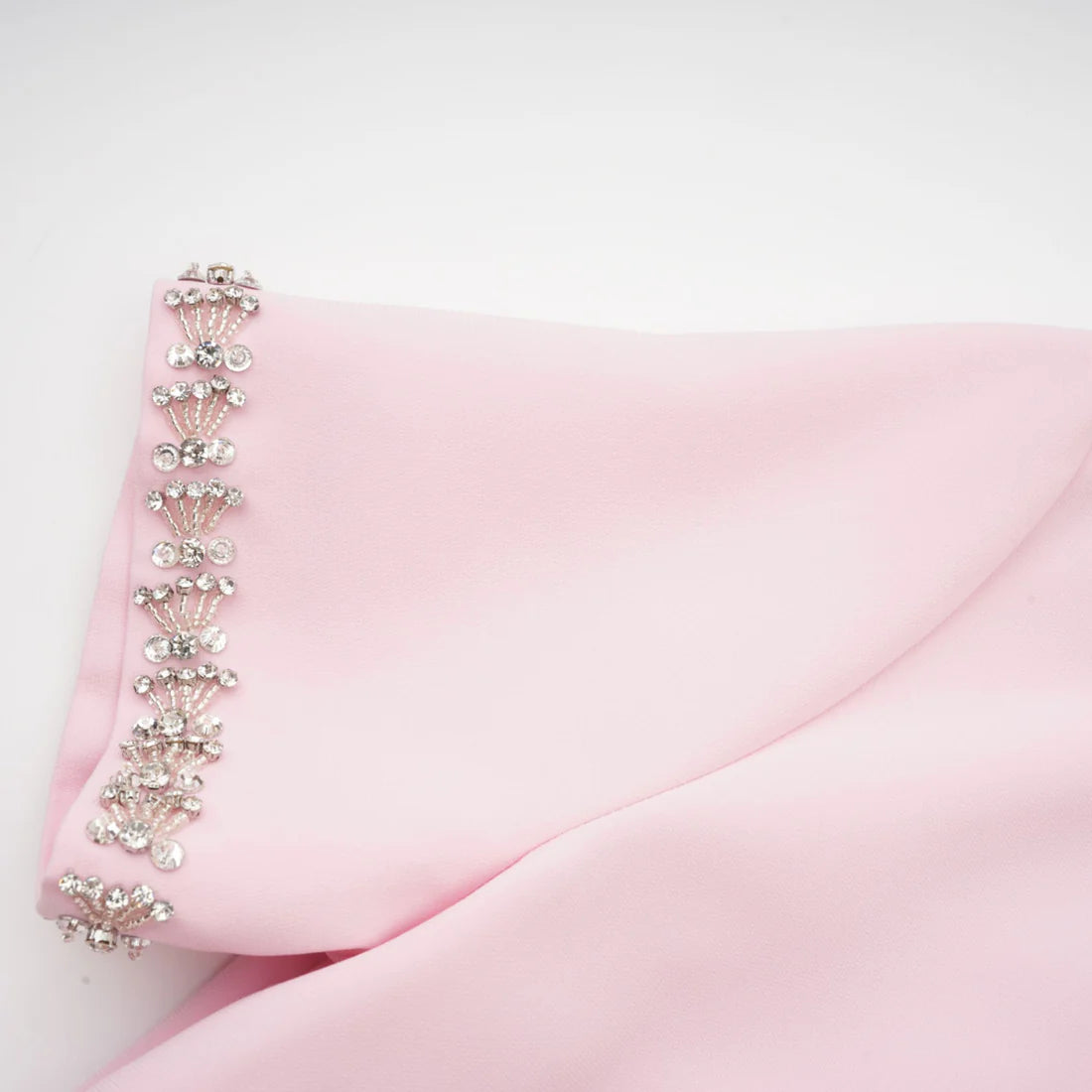 Pink Midi Dress with Bows and Crystal Embellishments