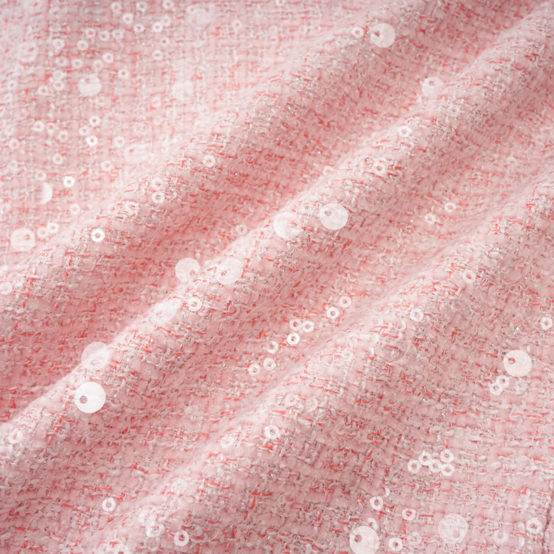 Pink sequin-embellished tweed dress