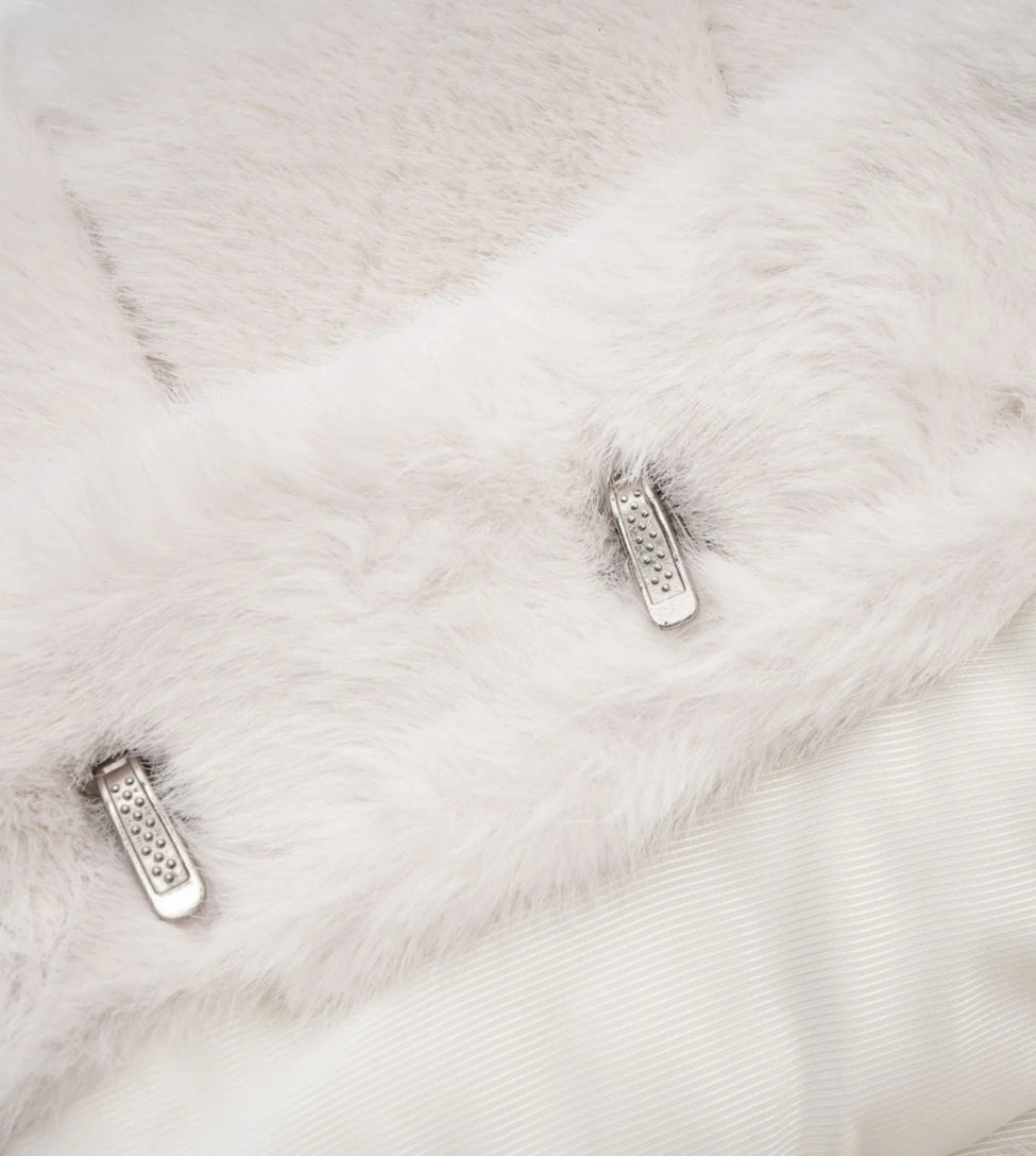 Annemona set white fur jacket & skirt matching set