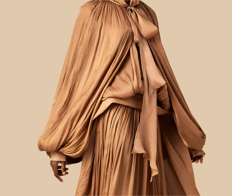Emilia pleated satin maxi dress