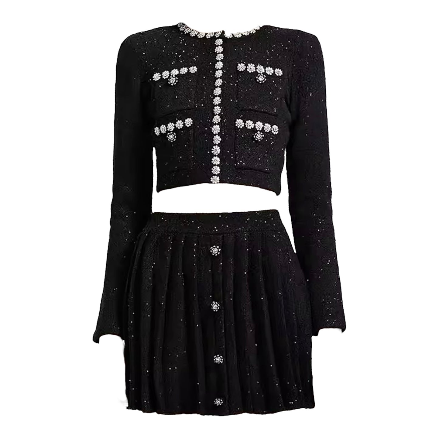 Fabienne embellished blazer & pleated skirt set