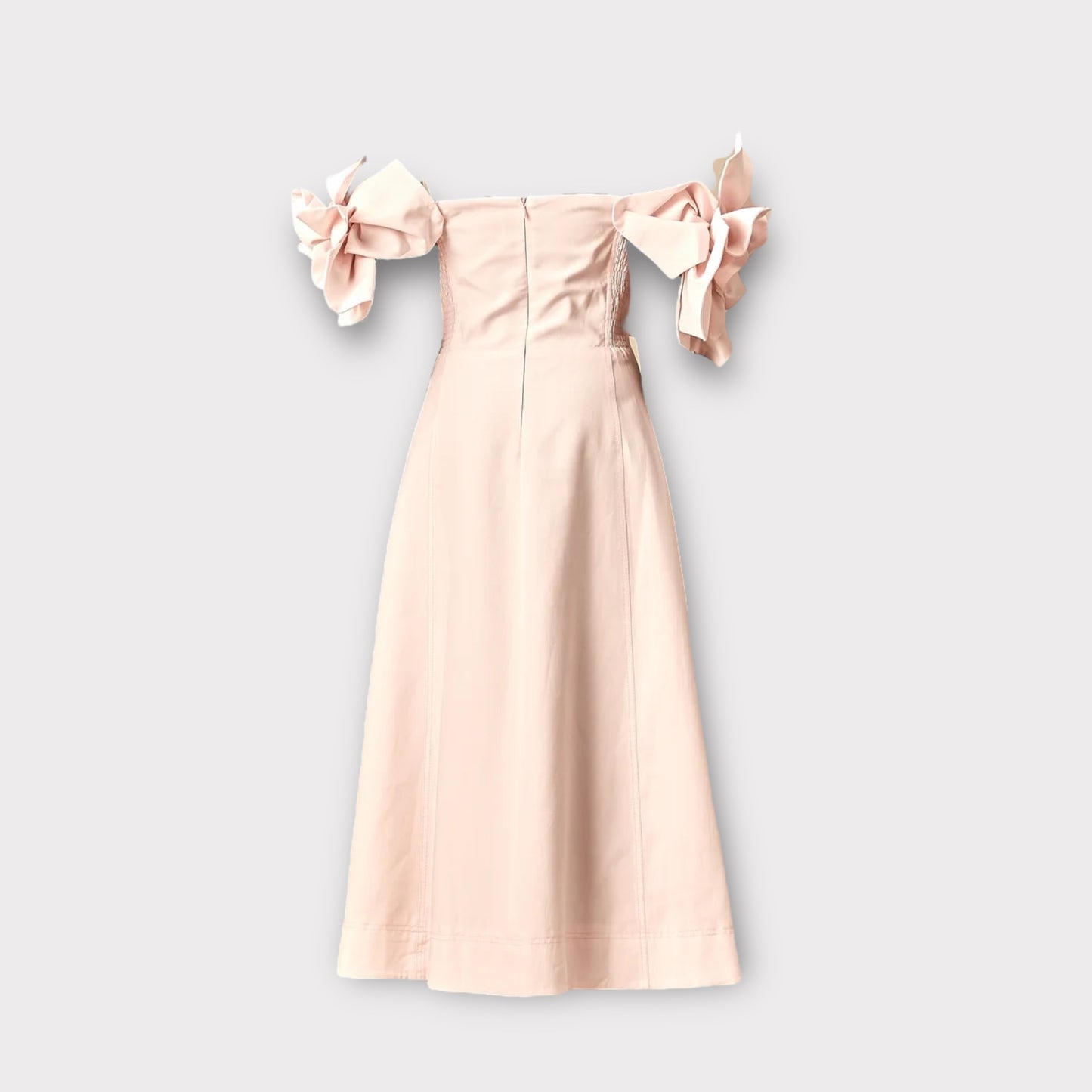 Red 3D floral off-shoulder midi dress