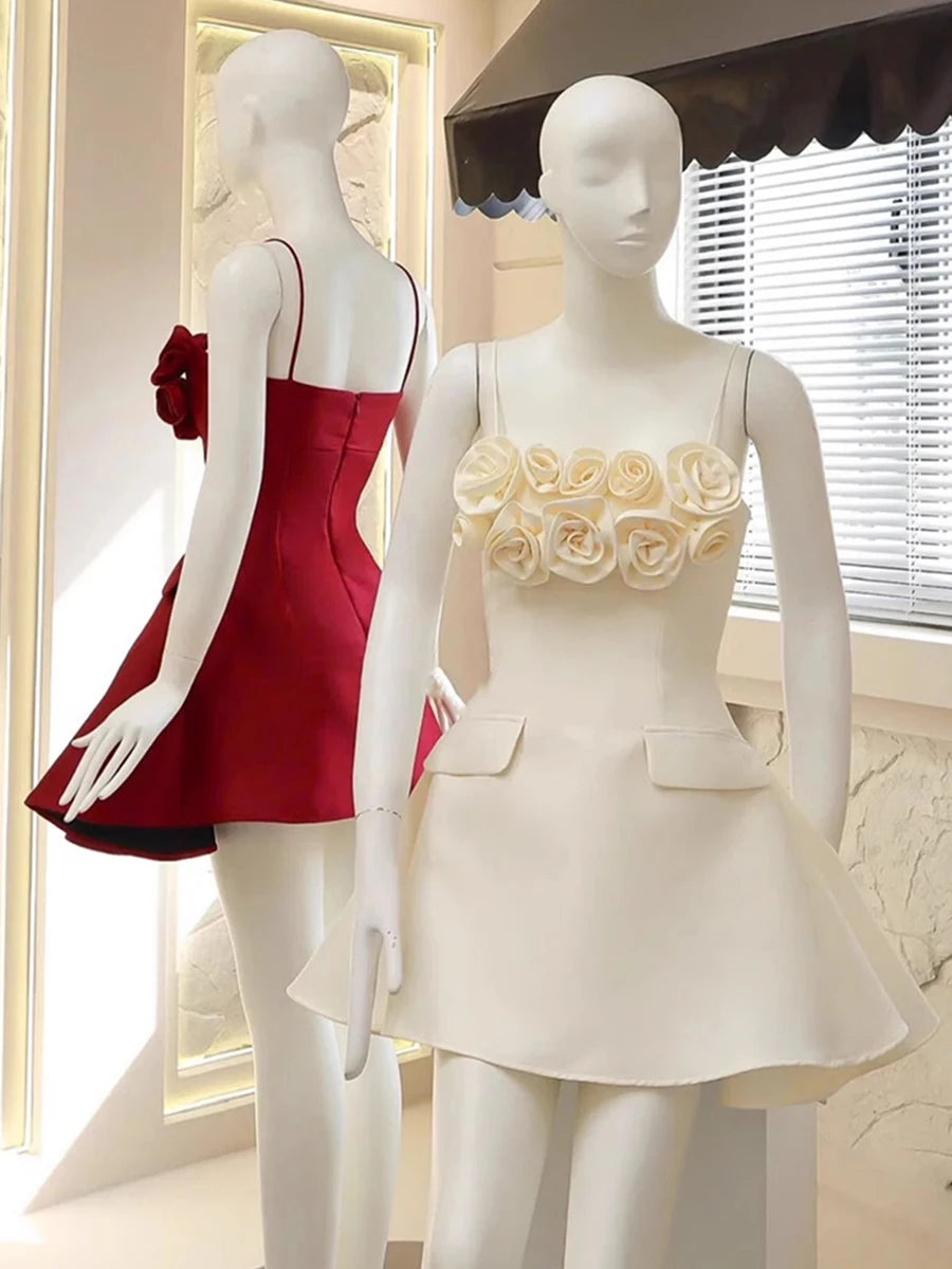 Red rose mini dress