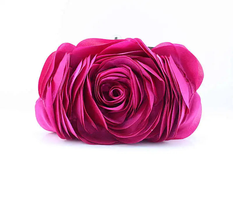 Satin flower Clutch Bag