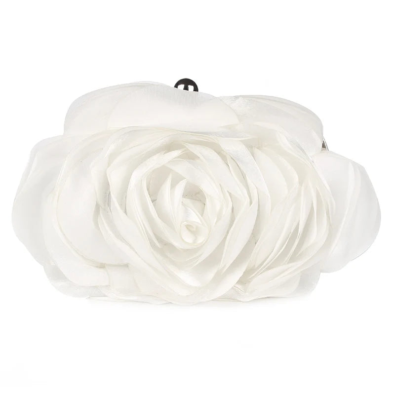 Satin flower Clutch Bag