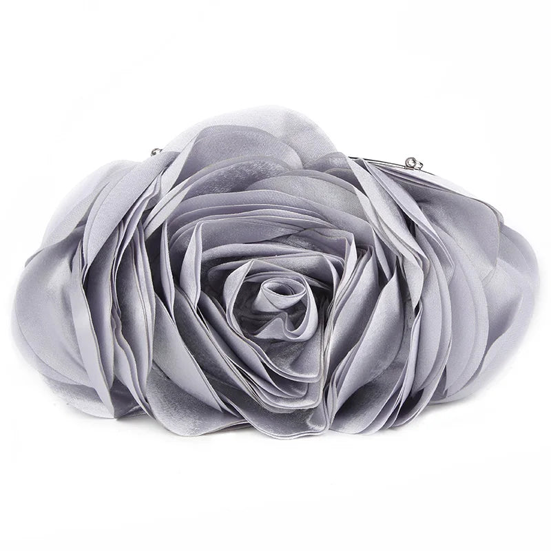 Satin flower Clutch Bag