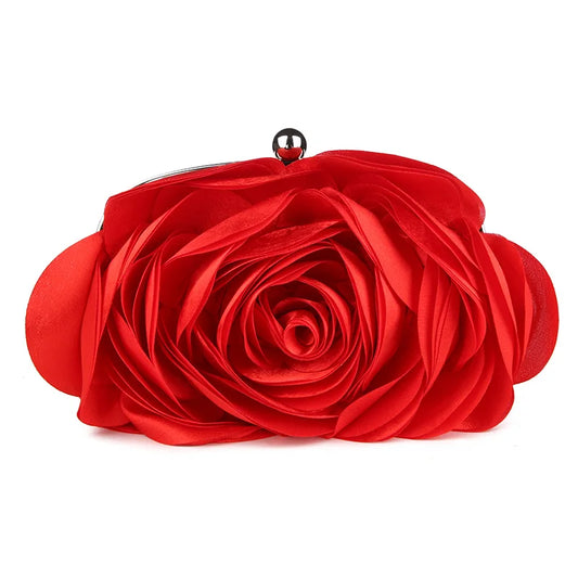 Satin flower Clutch Bag