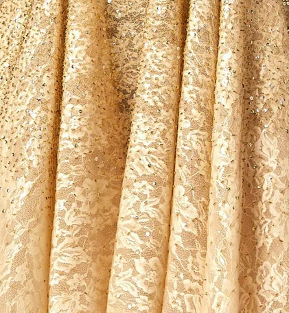 Golden sequined lace dress
