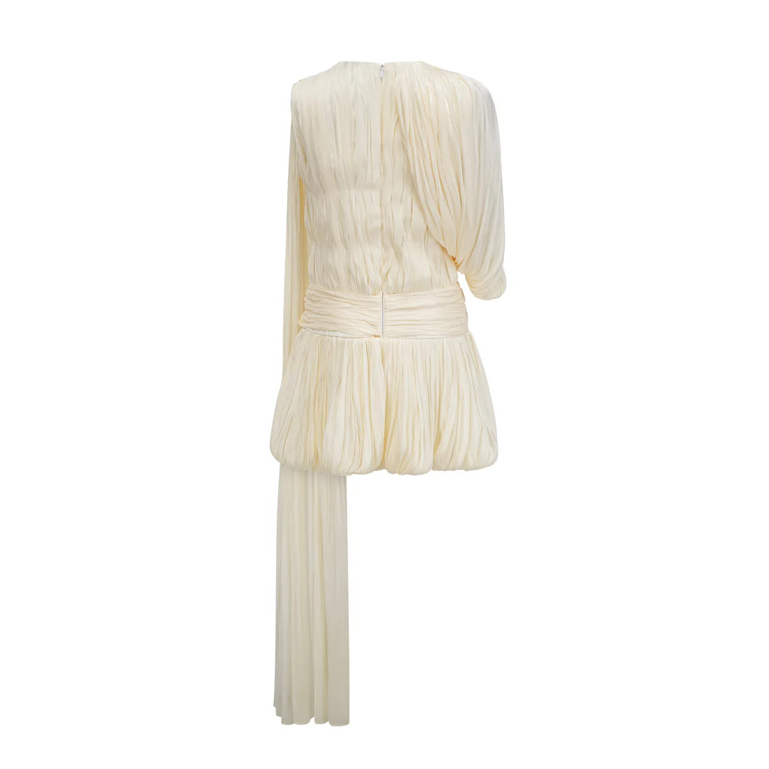 Ivory pleated goddess mini dress