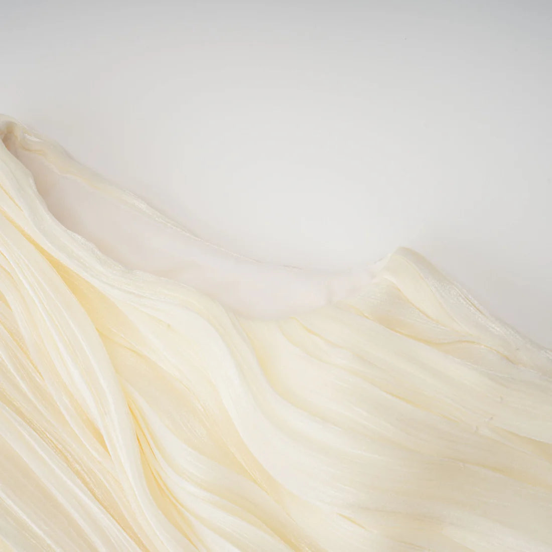 Ivory pleated goddess mini dress