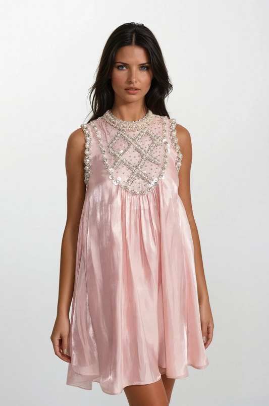 The Blush Pearl Fantasy Mini Dress