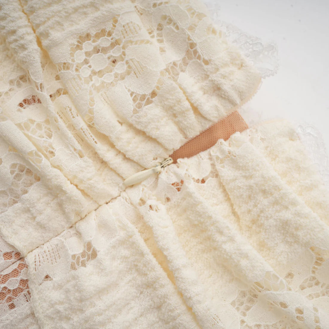 Ivory Off-Shoulder Lace Gown with Sleeves