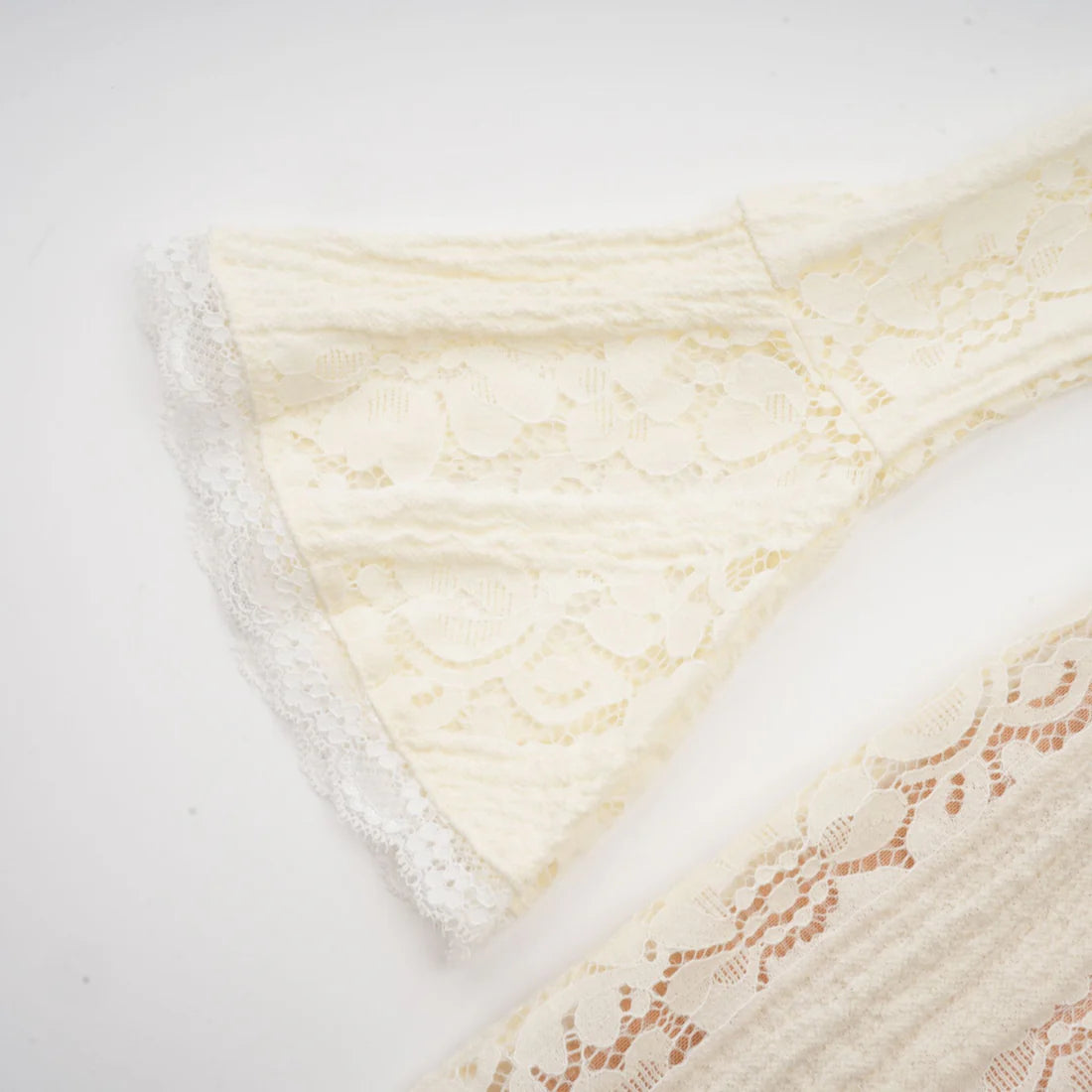 Ivory Off-Shoulder Lace Gown with Sleeves