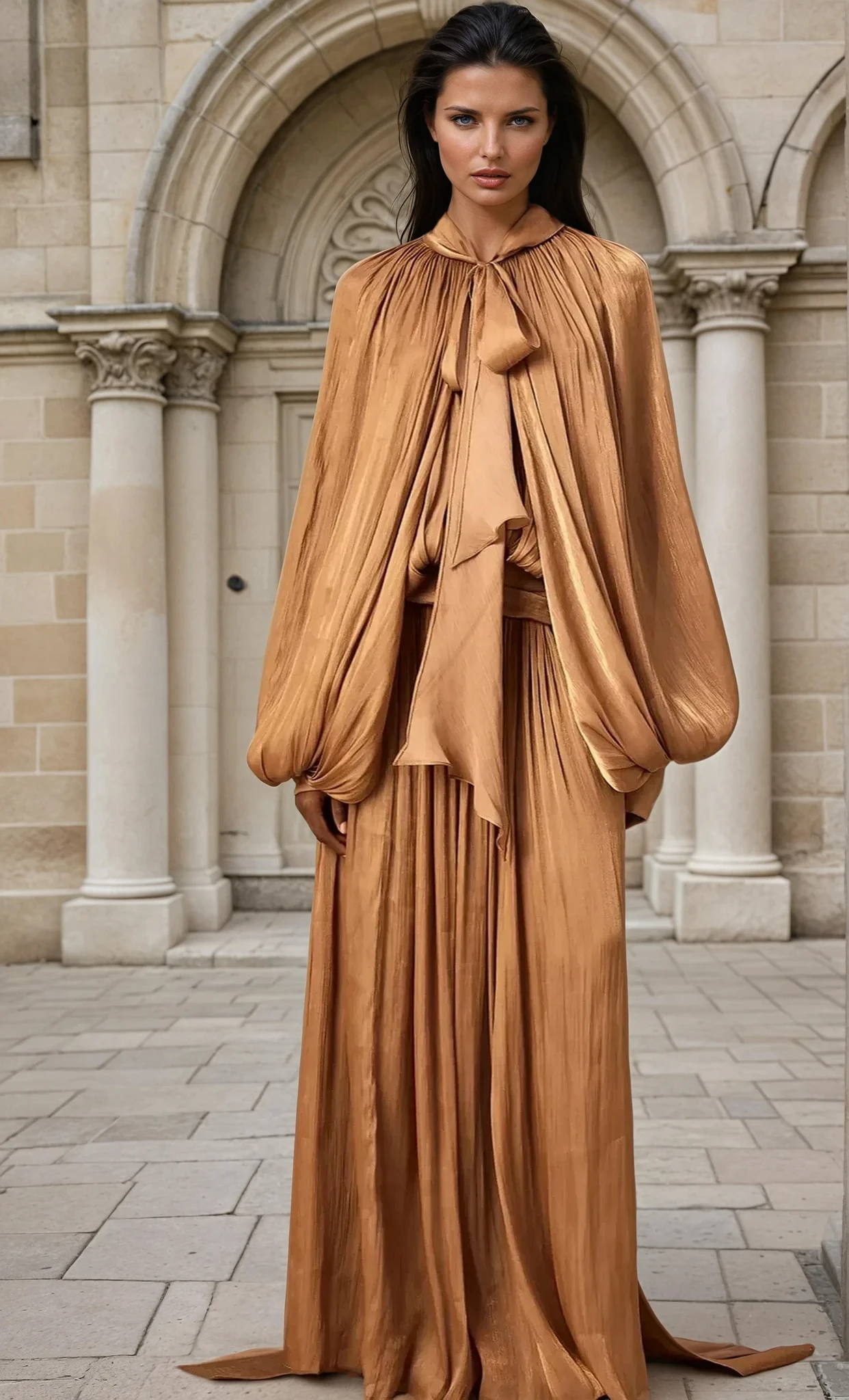 Emilia pleated satin maxi dress