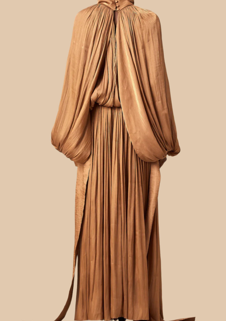 Emilia pleated satin maxi dress