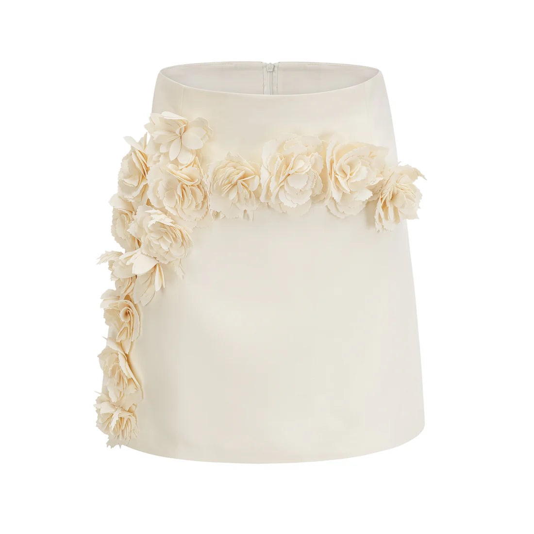 Ivory floral-appliqué blazer & skirt set