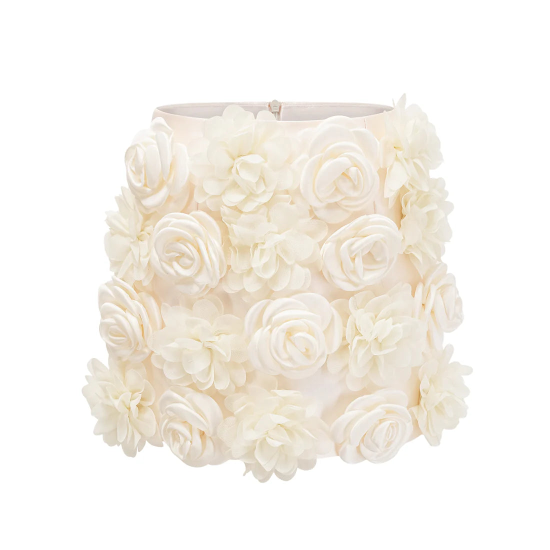 Floral ivory appliqué mini skirt