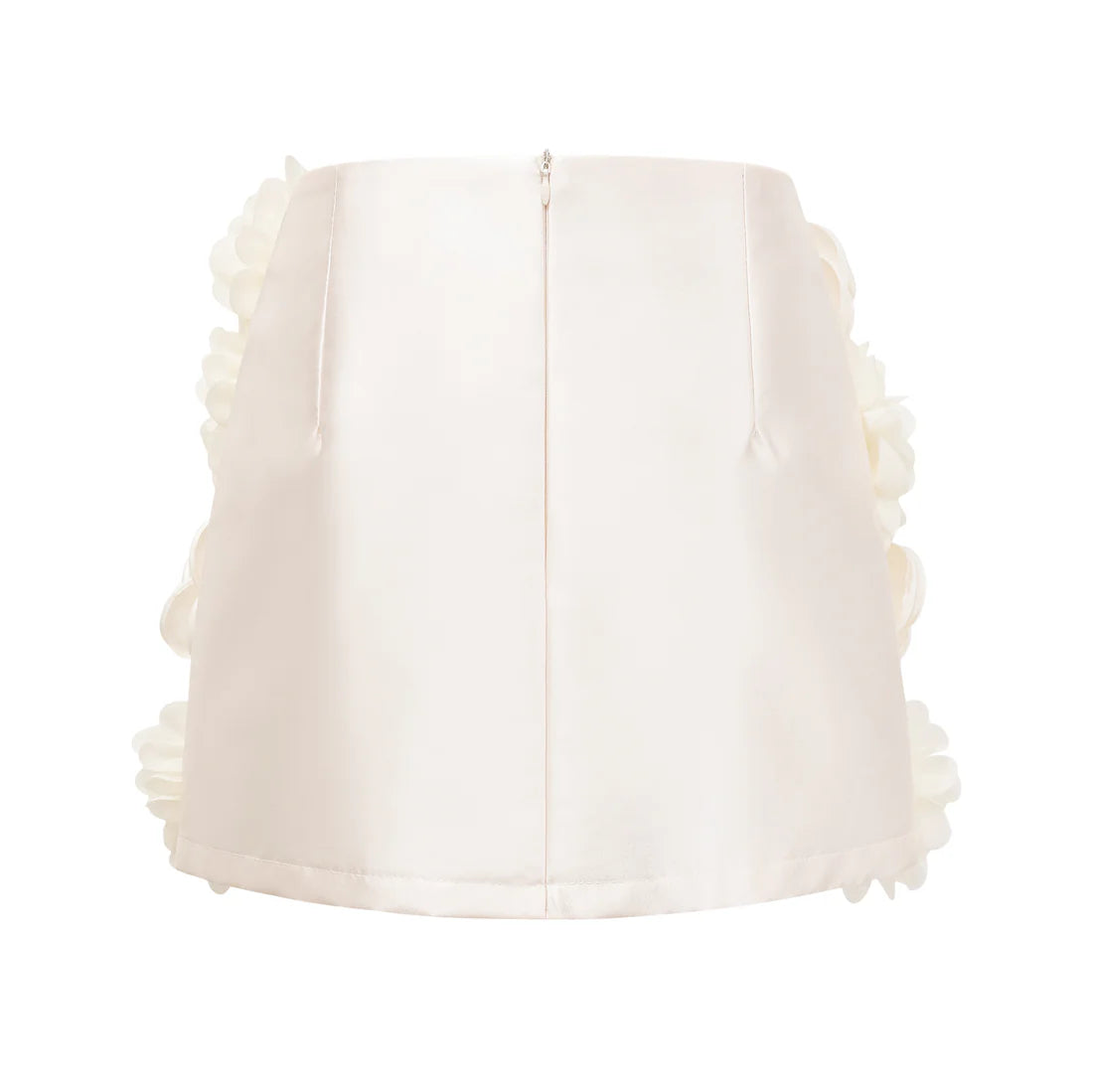 Floral ivory appliqué mini skirt