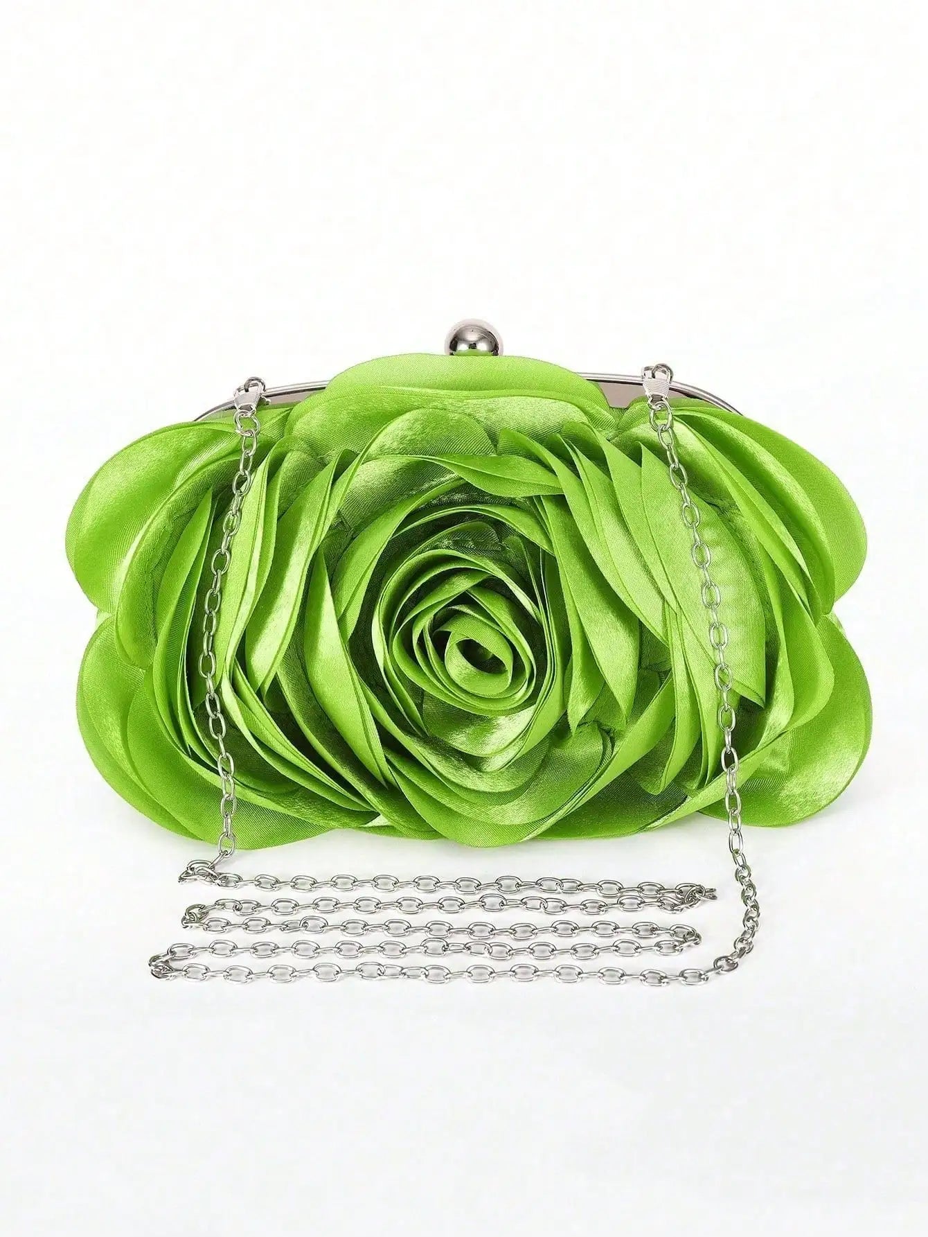 Satin flower Clutch Bag