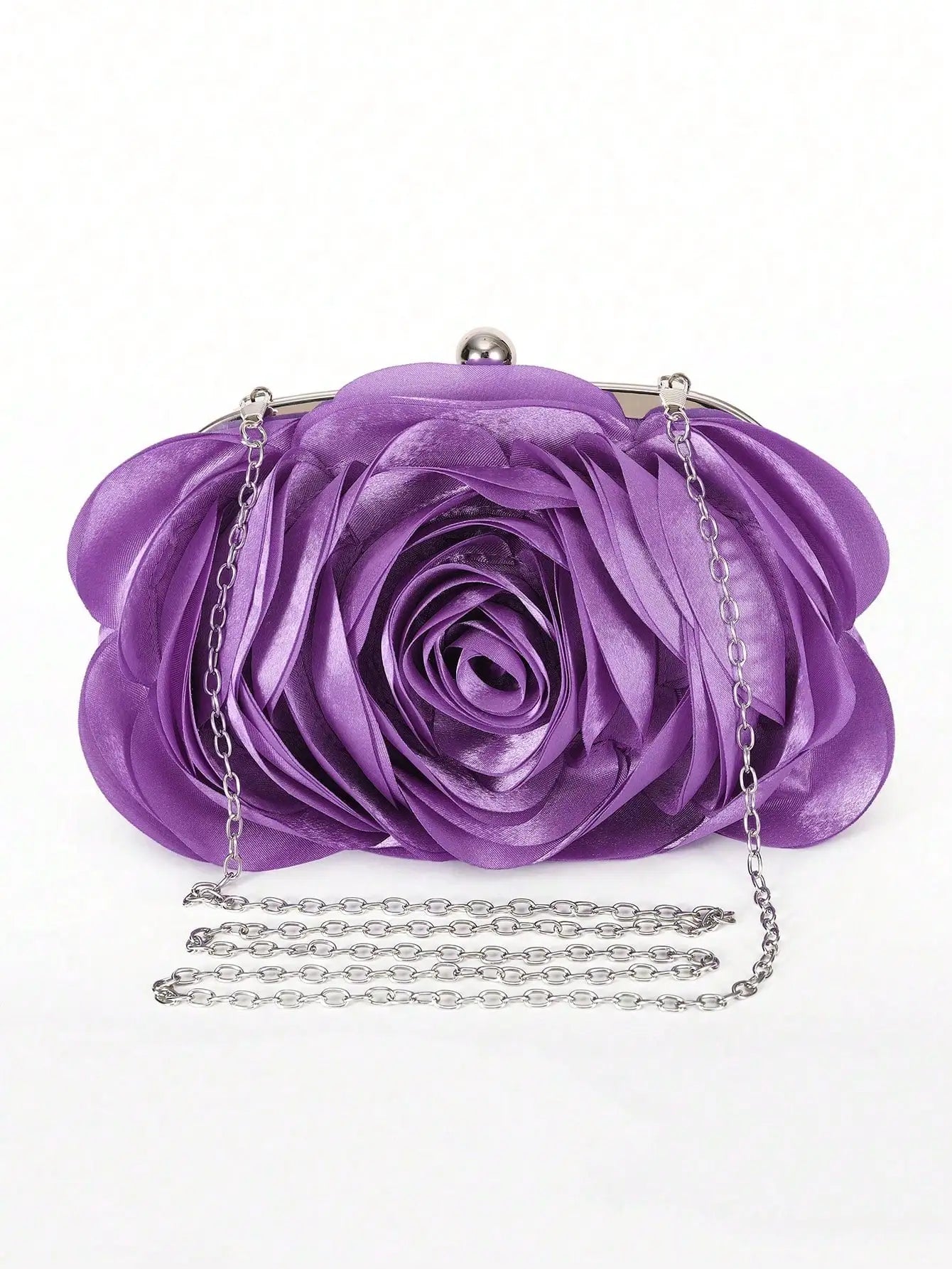 Satin flower Clutch Bag