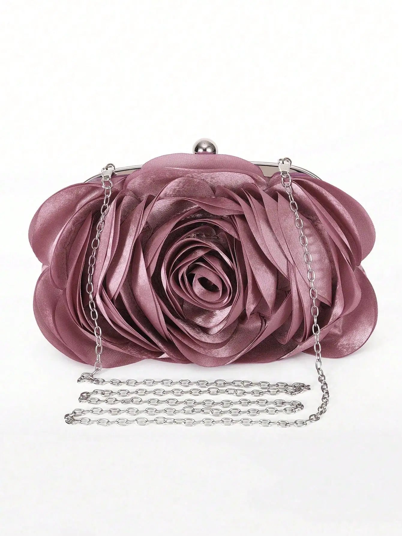 Satin flower Clutch Bag