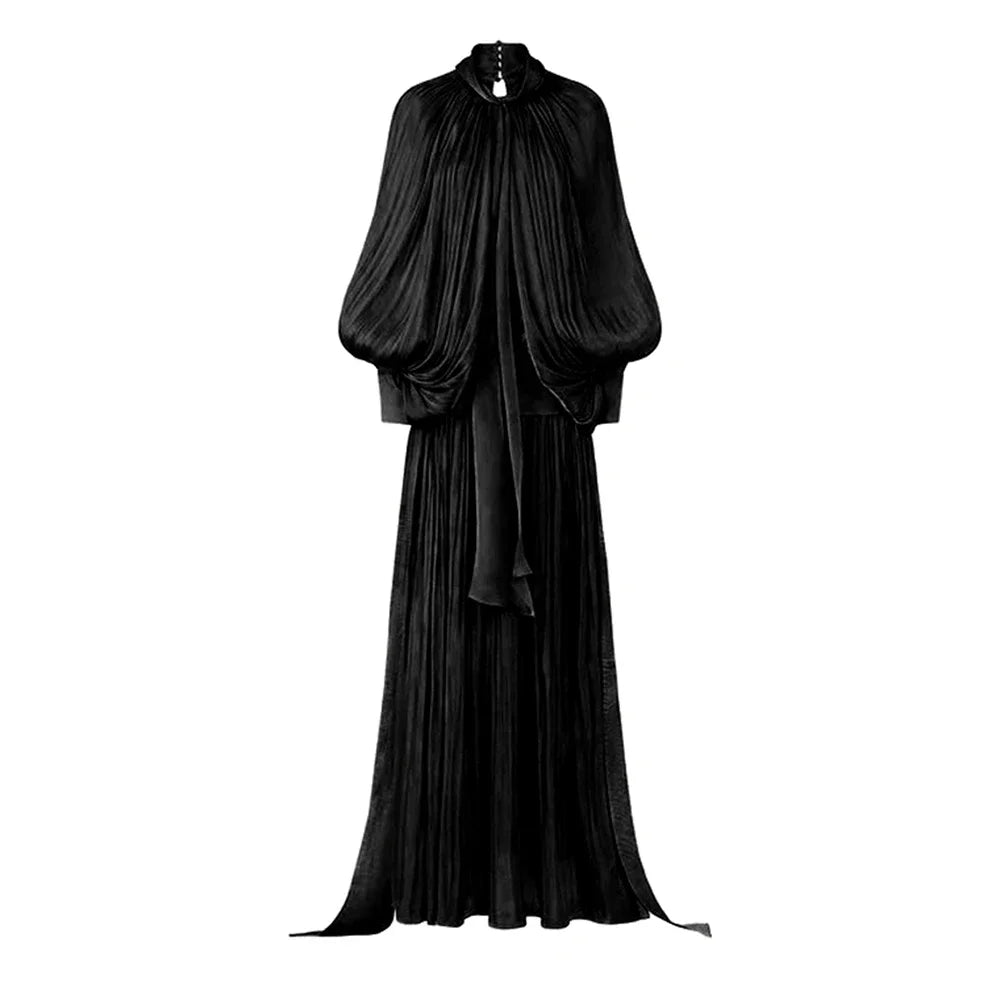 Emilia pleated satin maxi dress